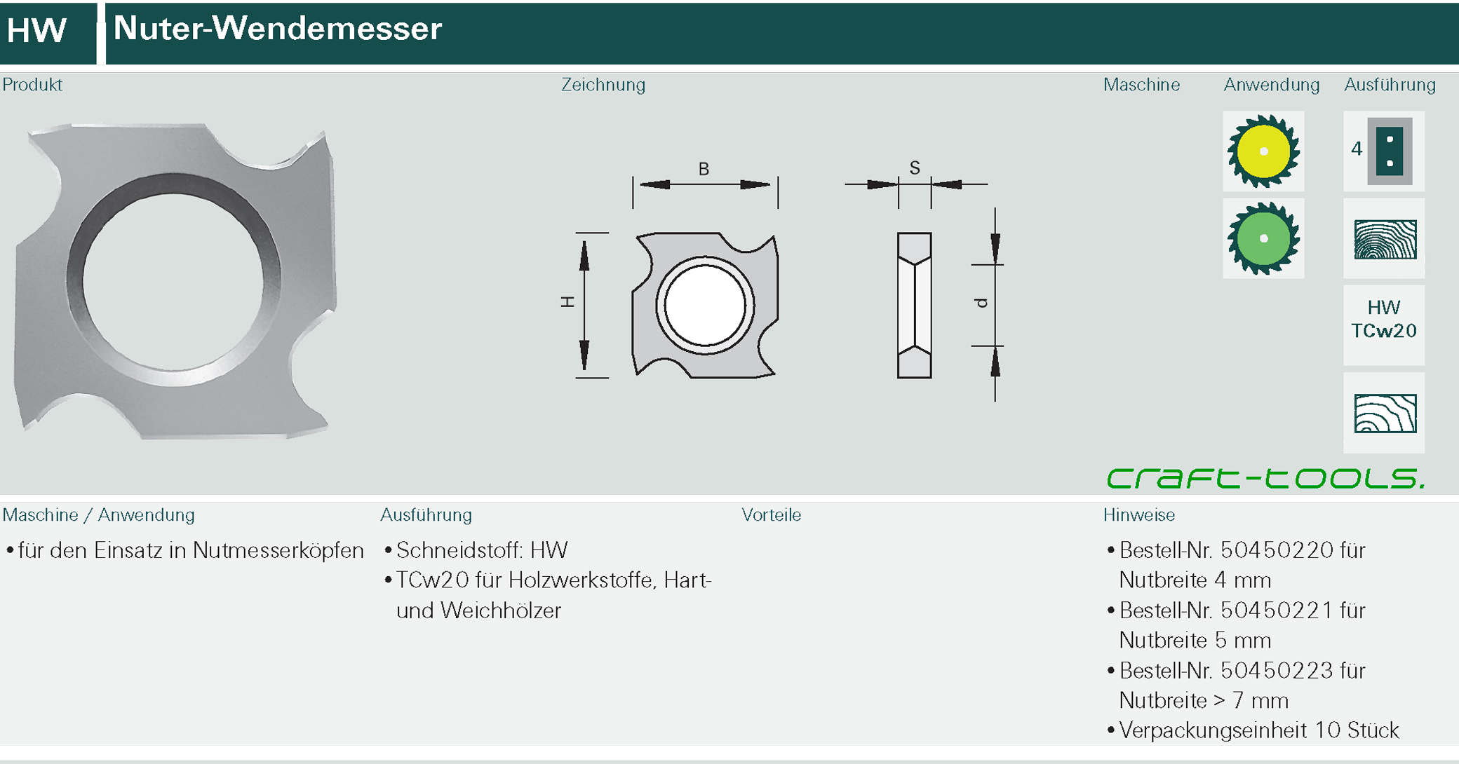 Nuter-Wendemesser HW mit 4 Schneidkanten - Nutmesserköpfe